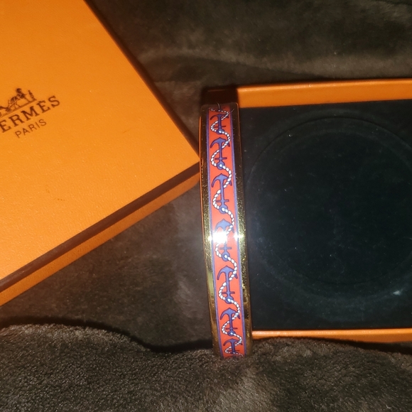 Hermes gold enamel bangle bracelet with Anchors ⚓ - Picture 5 of 5